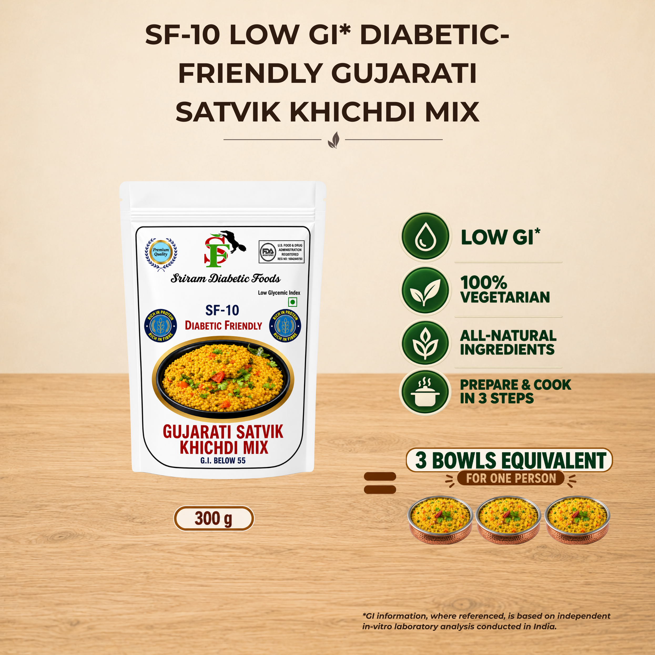SF-10 Low GI* Diabetic-Friendly Gujarati Satvik Khichdi Mix