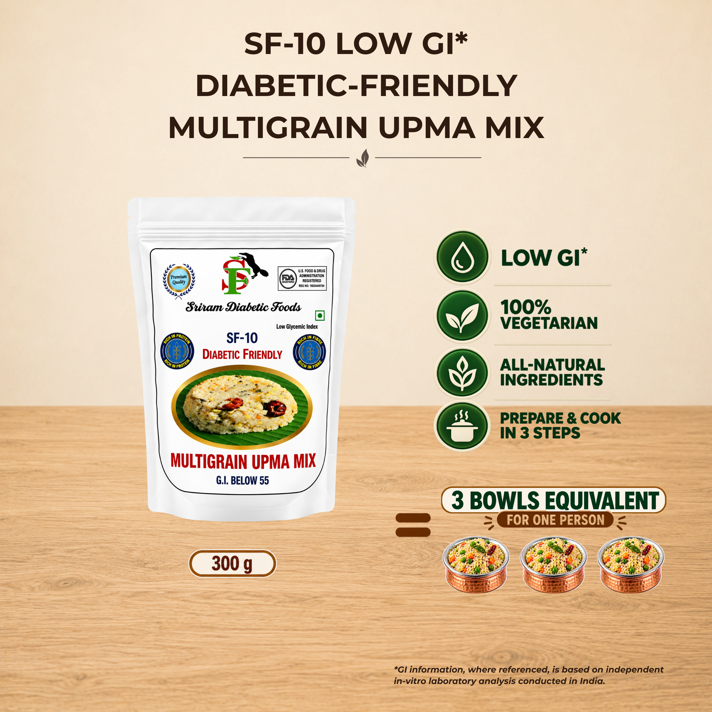SF-10 Low GI* Diabetic-Friendly Millet Upma Mix